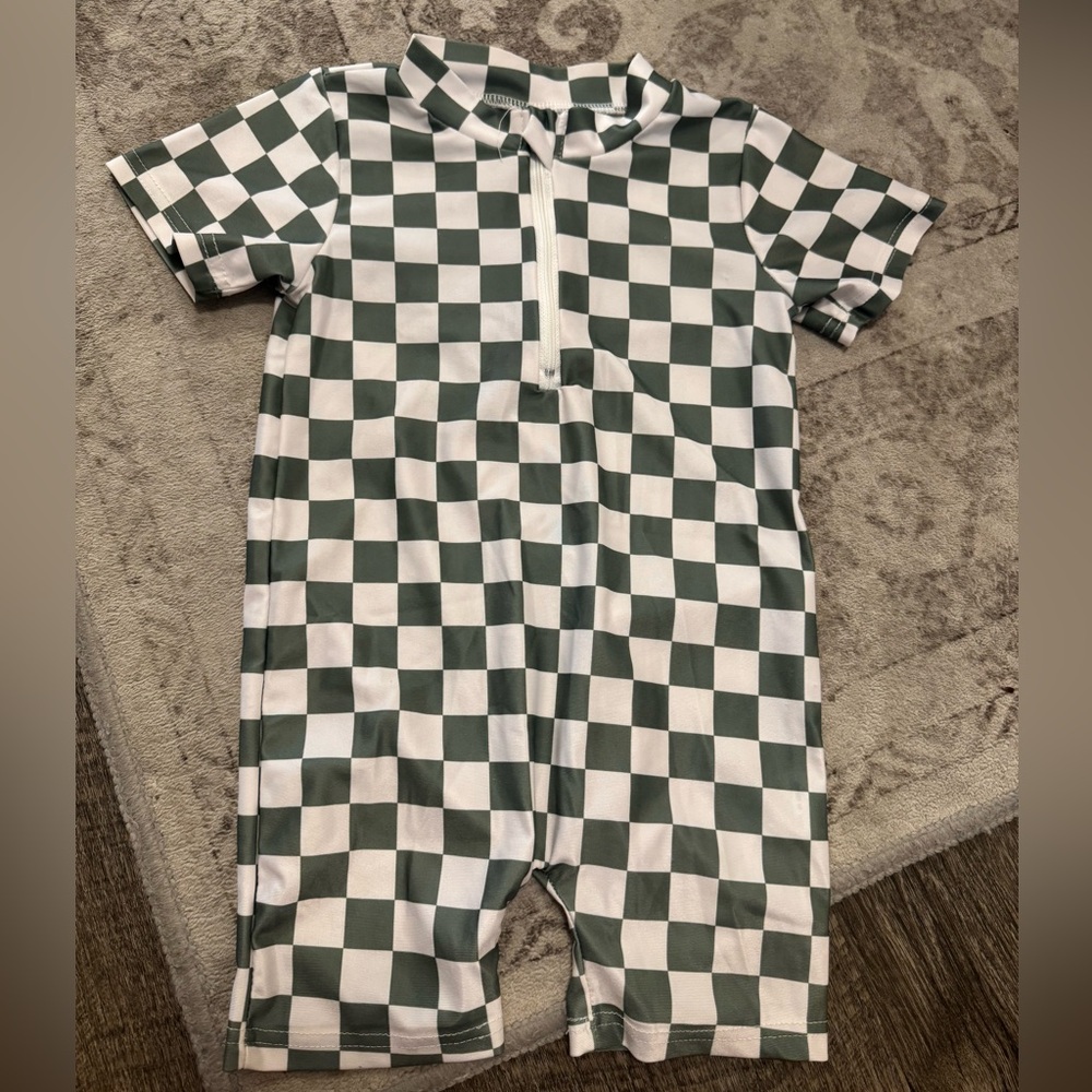 Checkered one piece swimsuit